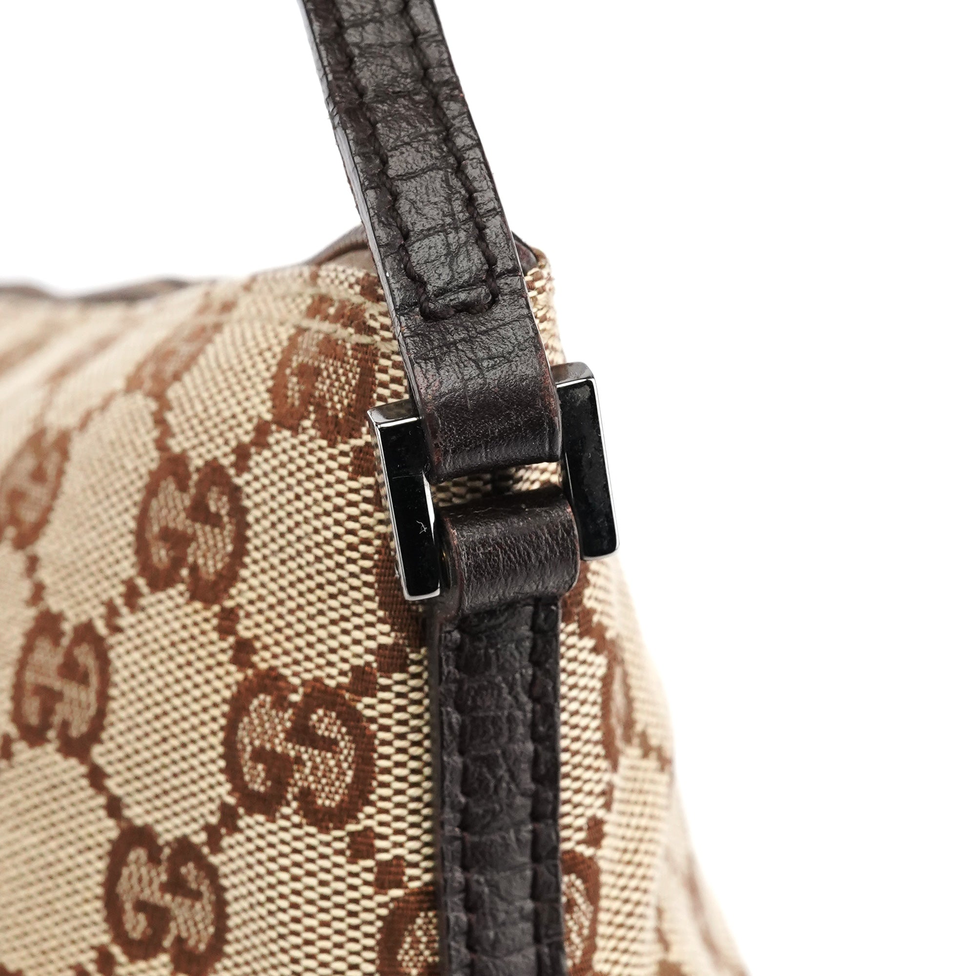 Gucci 07198 Beige Brown GG Boat Pochette