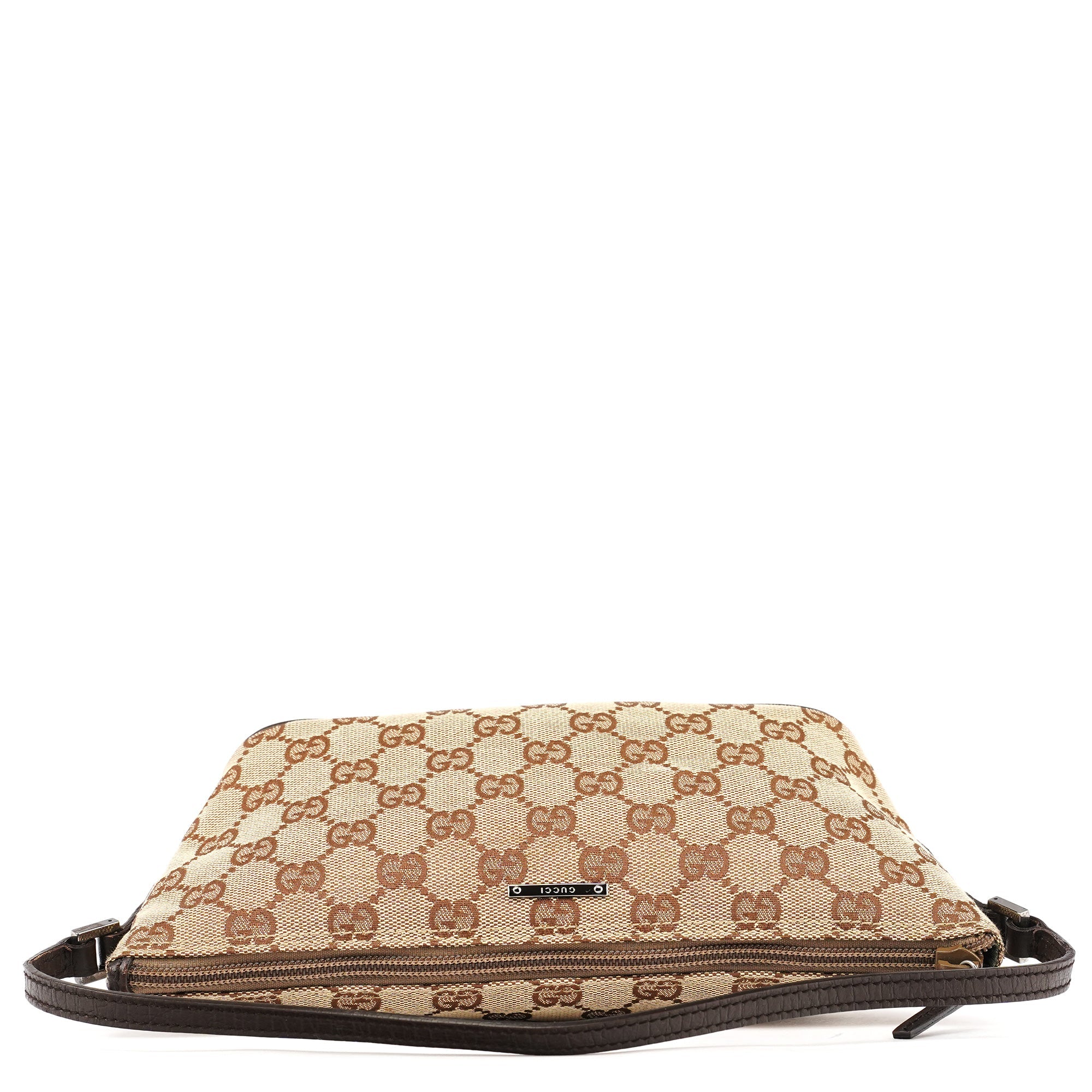 Gucci 07198 Beige Brown GG Boat Pochette