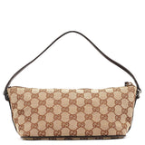 Gucci 07198 Beige Brown GG Boat Pochette
