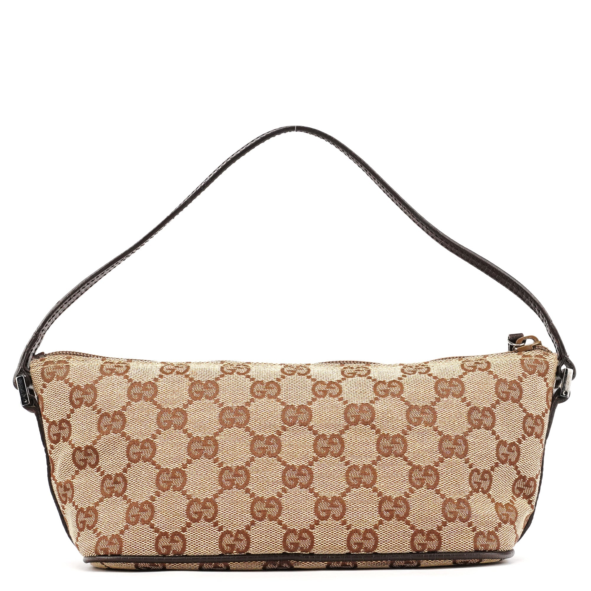 Gucci 07198 Beige Brown GG Boat Pochette
