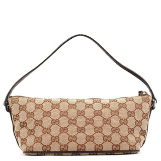 Gucci 07198 Beige Brown GG Boat Pochette