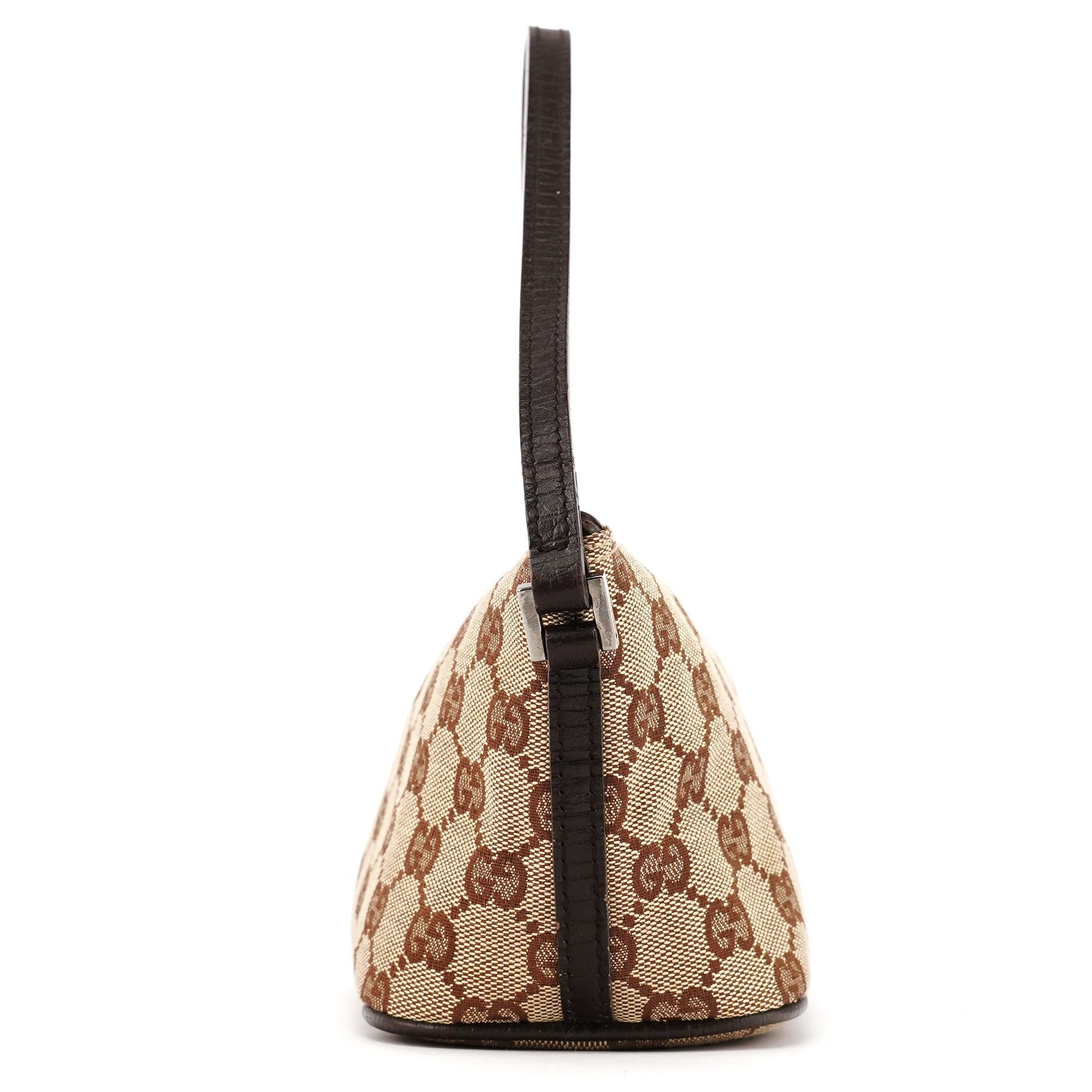 Gucci 07198 Beige Brown GG Boat Pochette