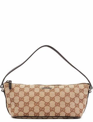 Gucci 07198 Beige Brown GG Boat Pochette