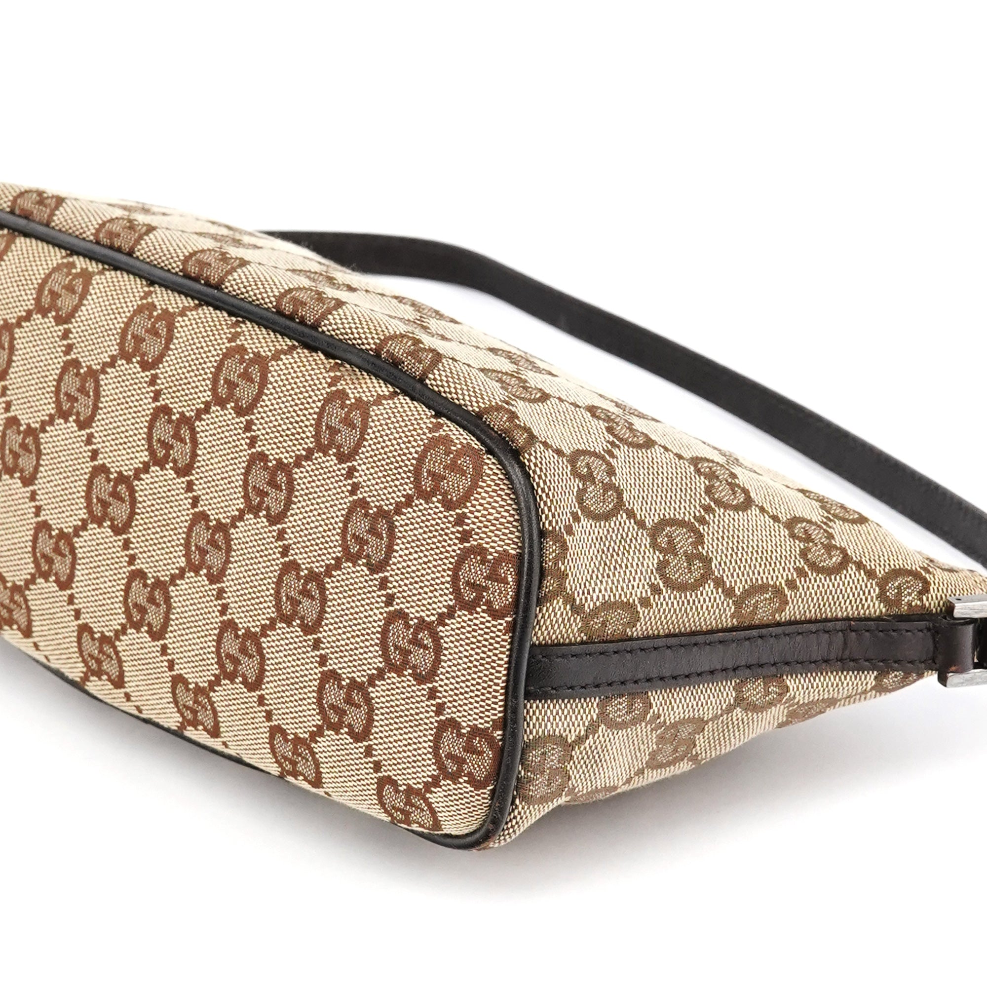 Gucci 07198 Beige Brown GG Boat Pochette