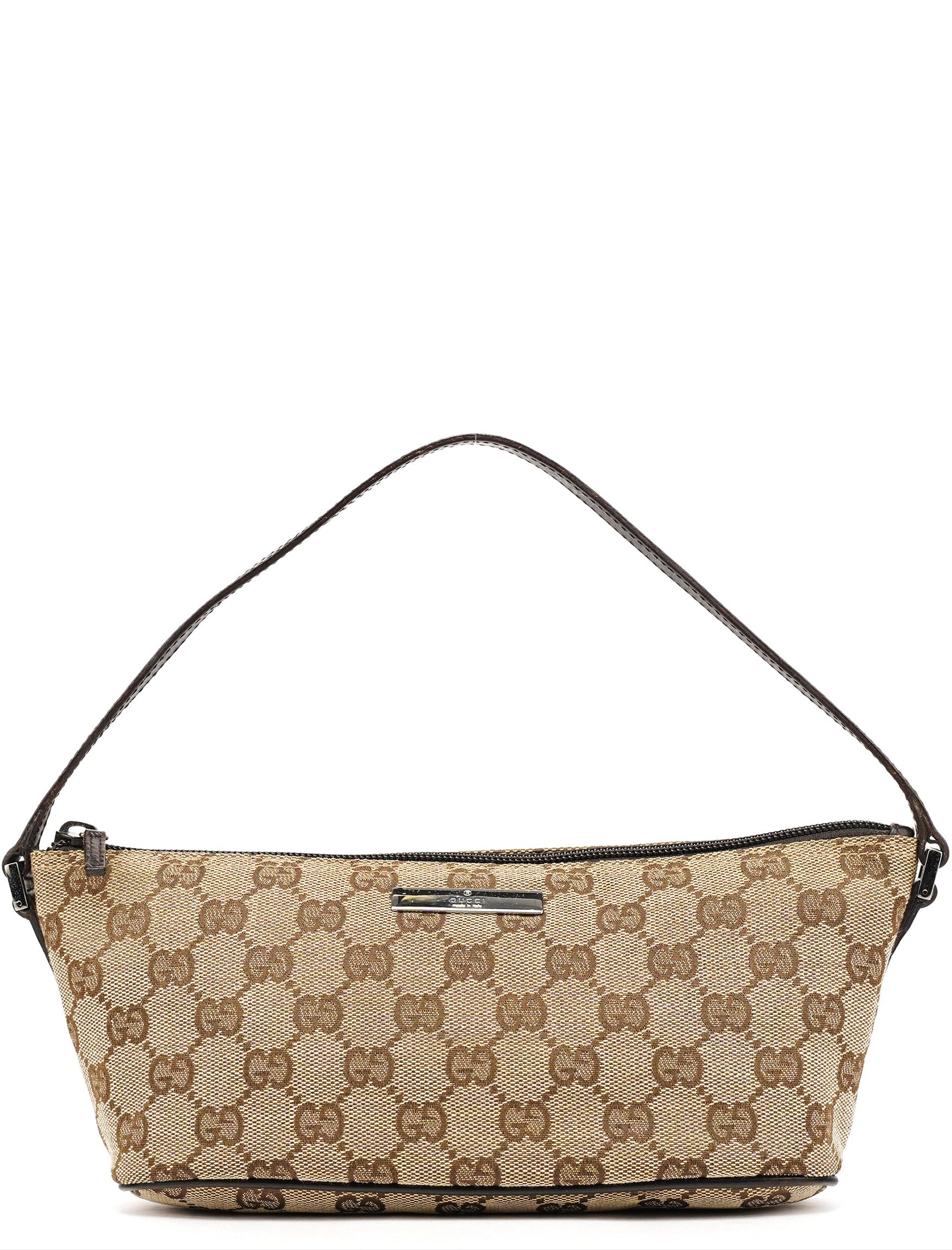 Gucci 07198 Beige Brown GG Boat Pochette