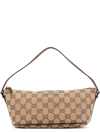 Gucci 07198 Beige Brown GG Boat Pochette