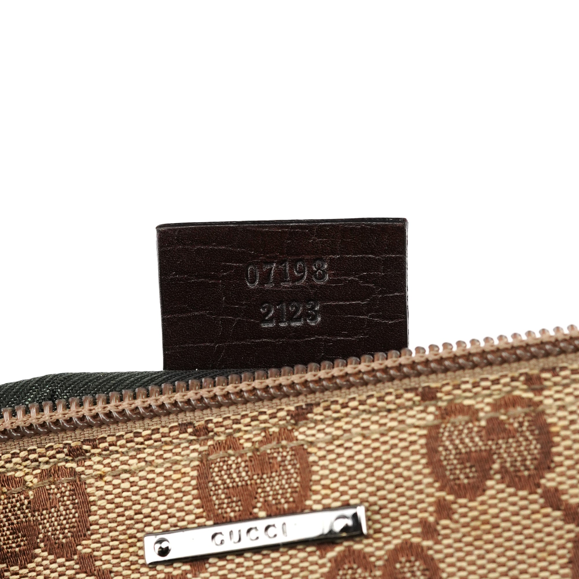 Gucci 07198 Beige Brown GG Boat Pochette