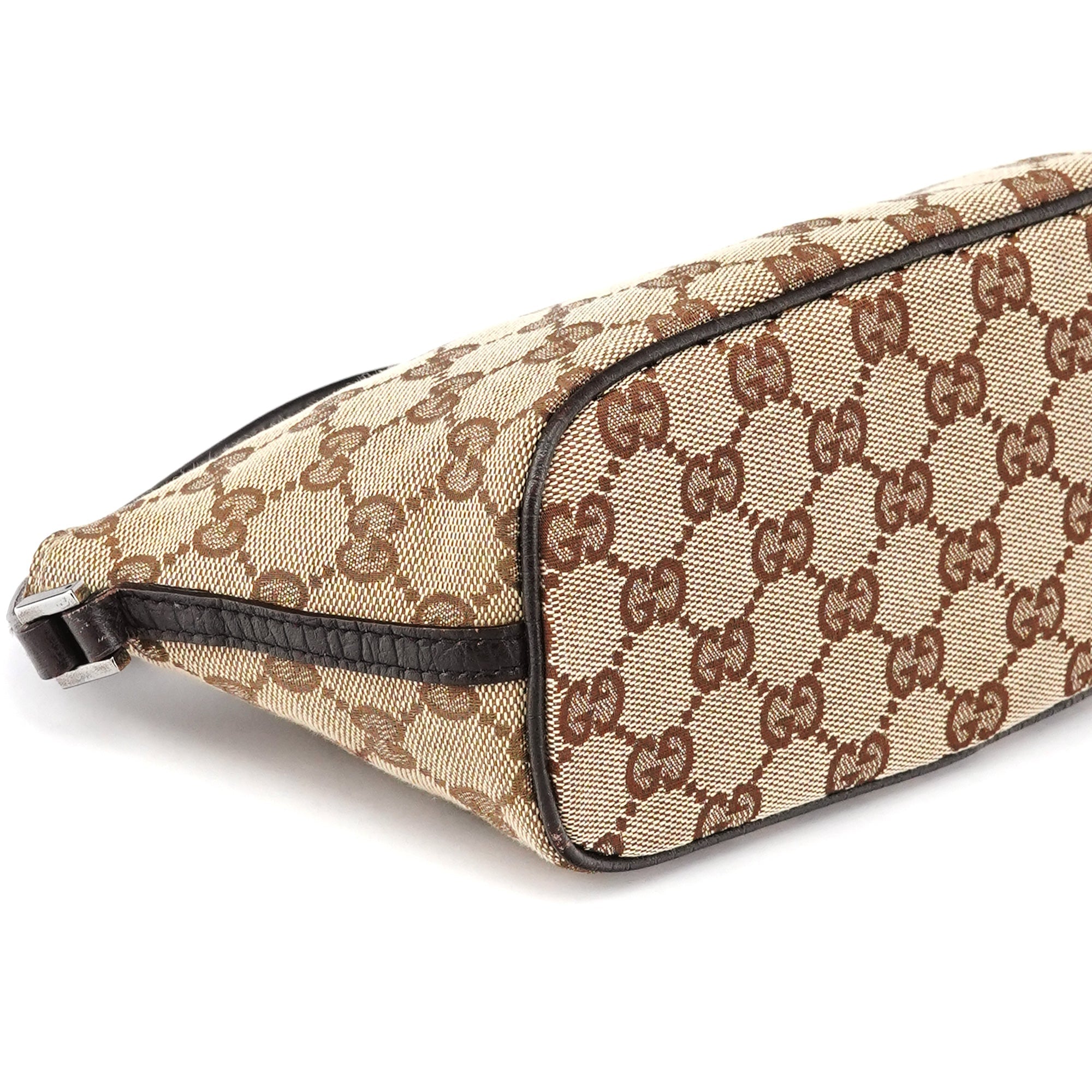 Gucci 07198 Beige Brown GG Boat Pochette