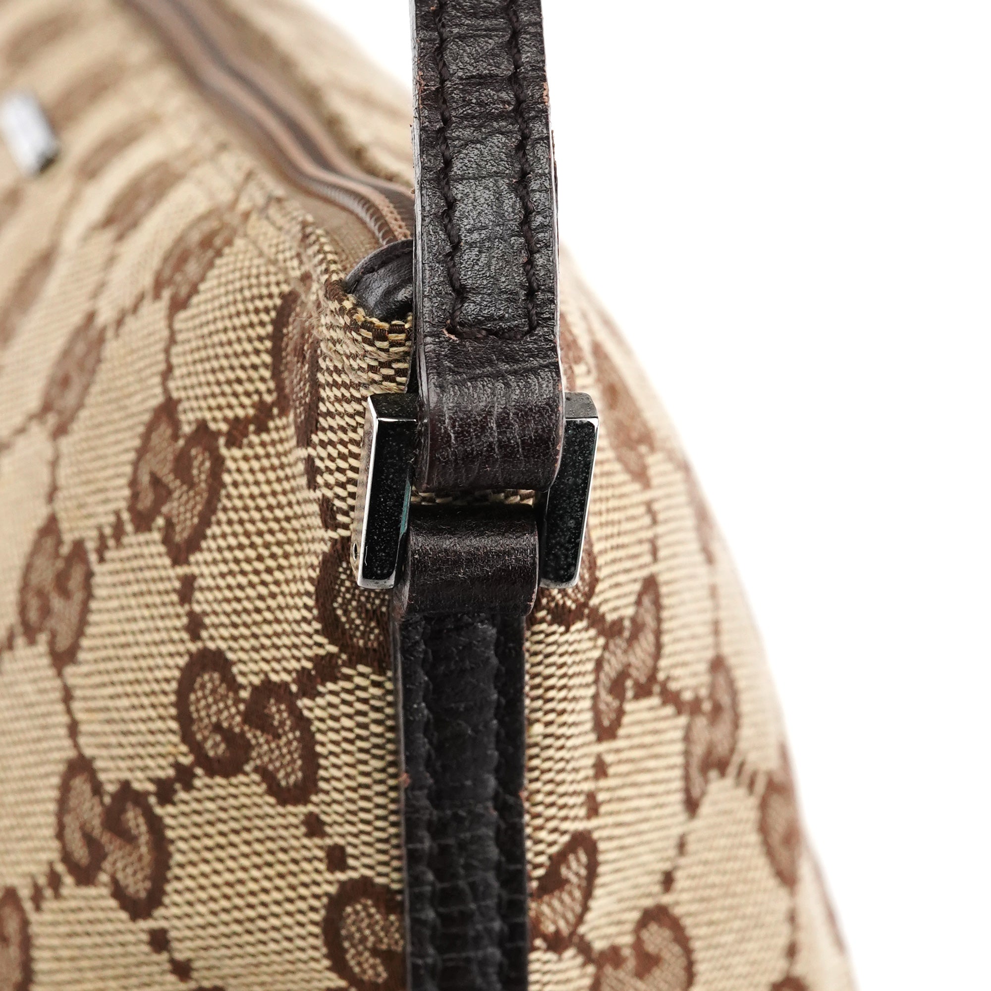 Gucci 07198 Beige Brown GG Boat Pochette