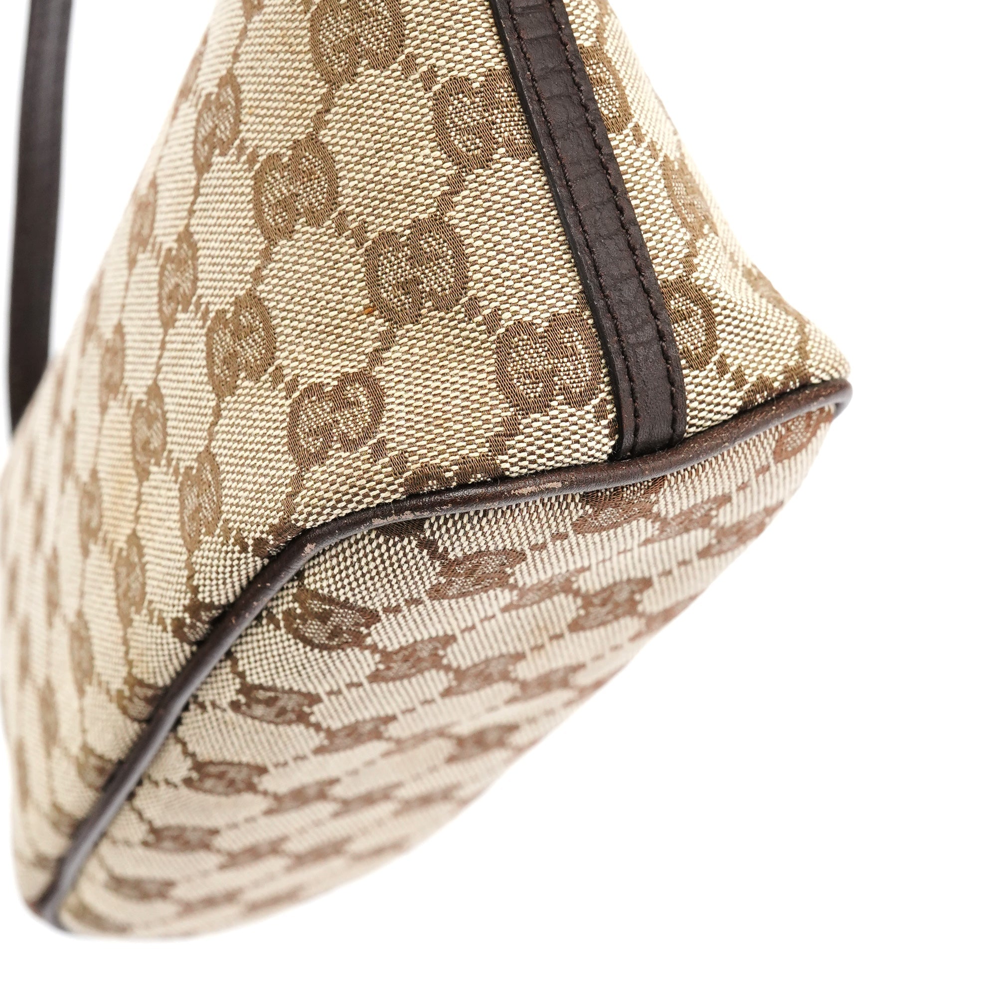 Gucci 07198 Beige Brown GG Boat Pochette