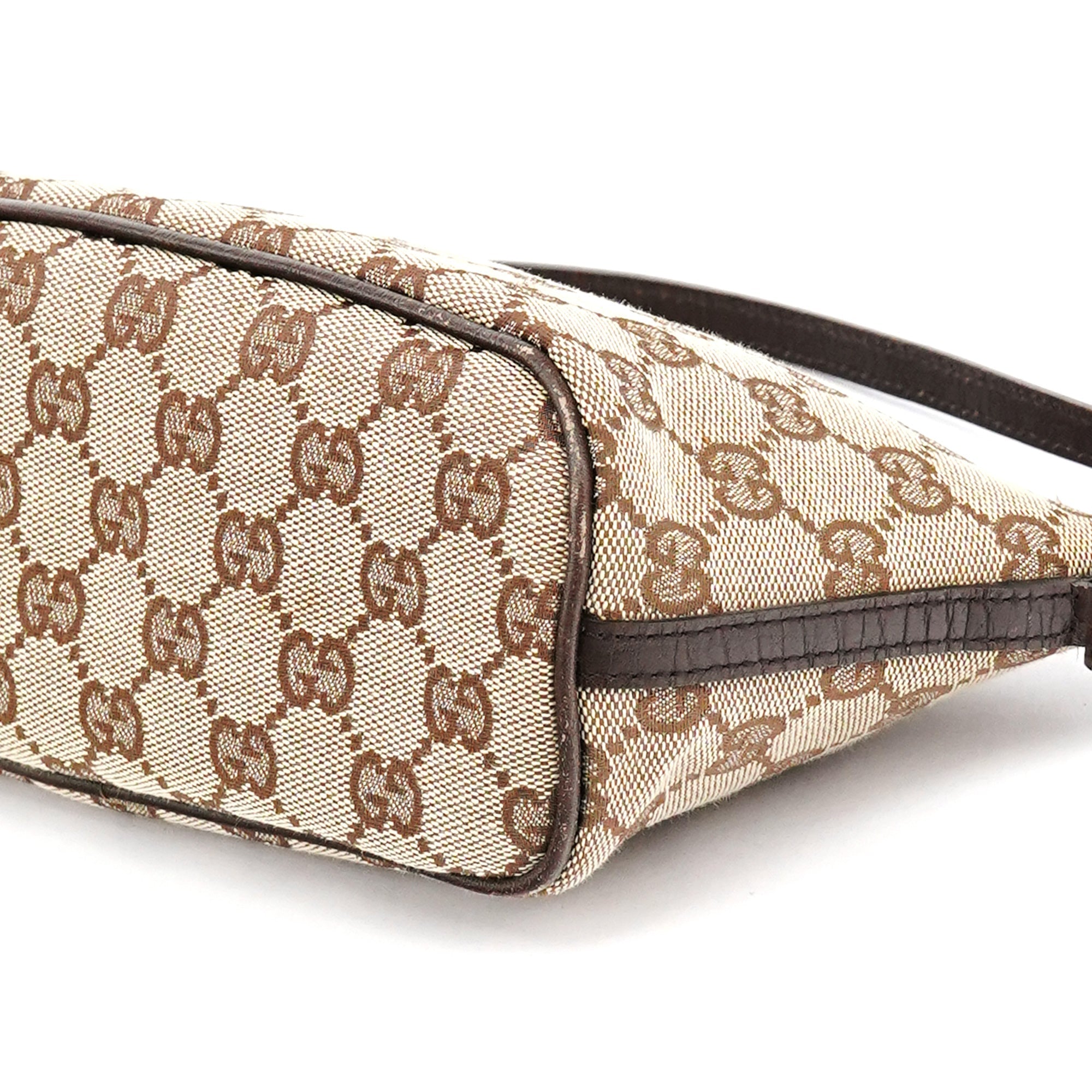 Gucci 07198 Beige Brown GG Boat Pochette