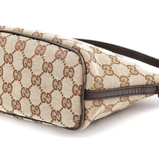 Gucci 07198 Beige Brown GG Boat Pochette