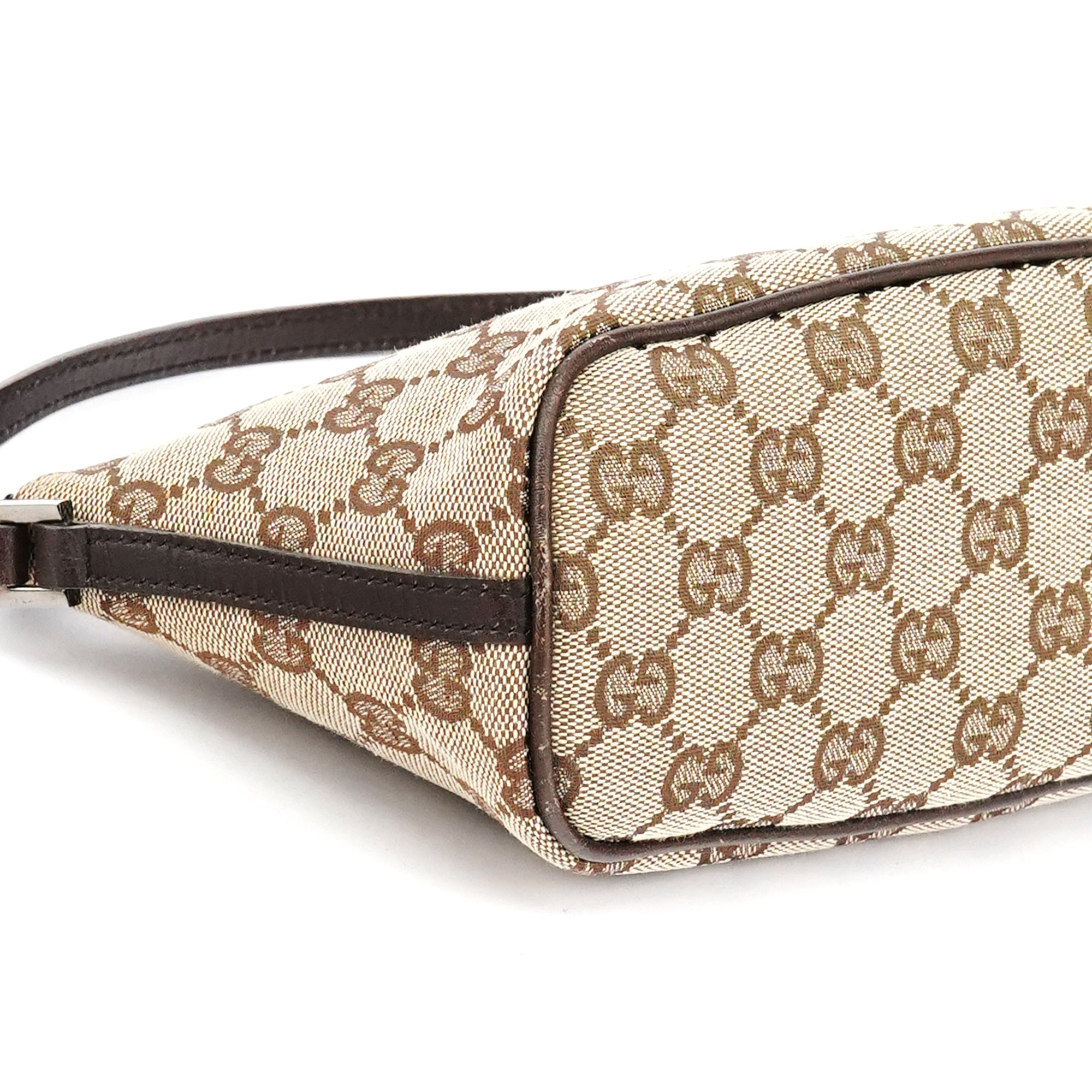 Gucci 07198 Beige Brown GG Boat Pochette