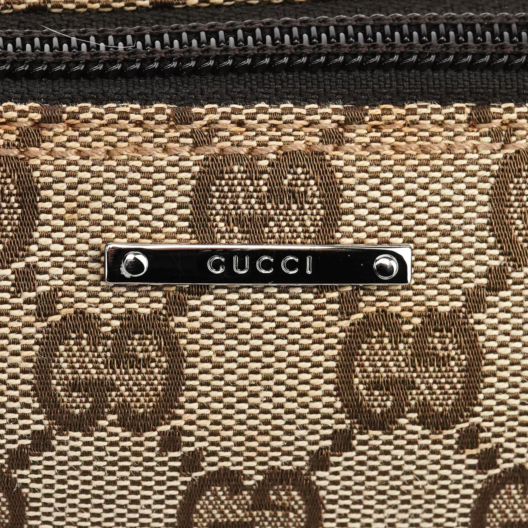 Gucci 07198 Beige Brown GG Boat Pochette