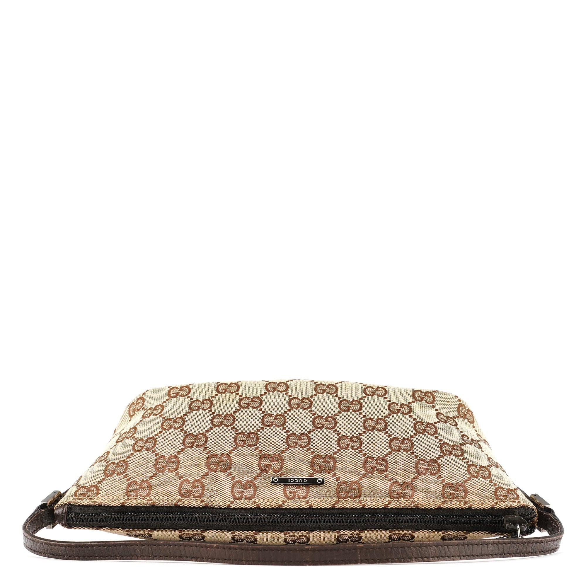 Gucci 07198 Beige Brown GG Boat Pochette