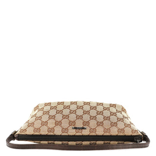 Gucci 07198 Beige Brown GG Boat Pochette