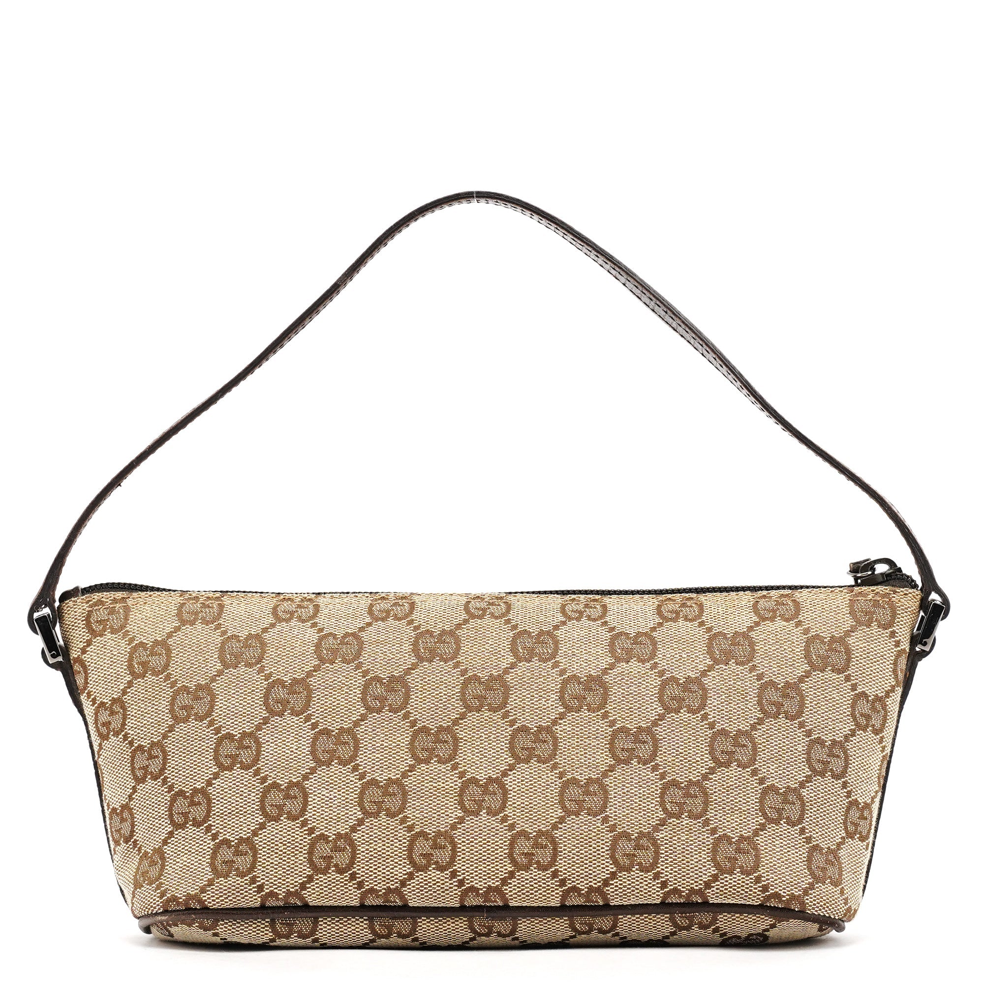 Gucci 07198 Beige Brown GG Boat Pochette
