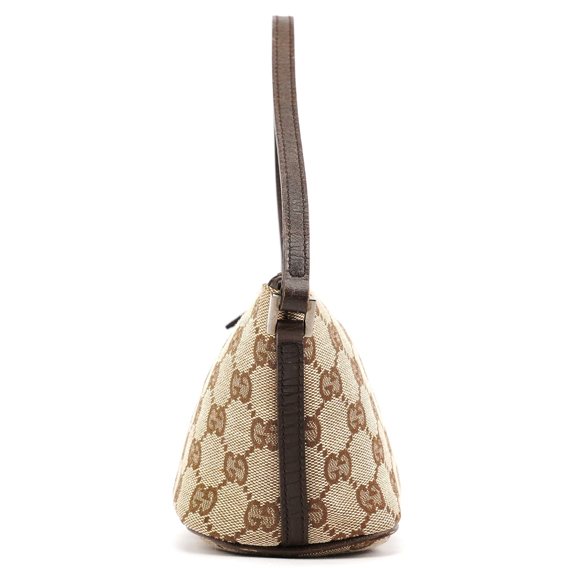 Gucci 07198 Beige Brown GG Boat Pochette