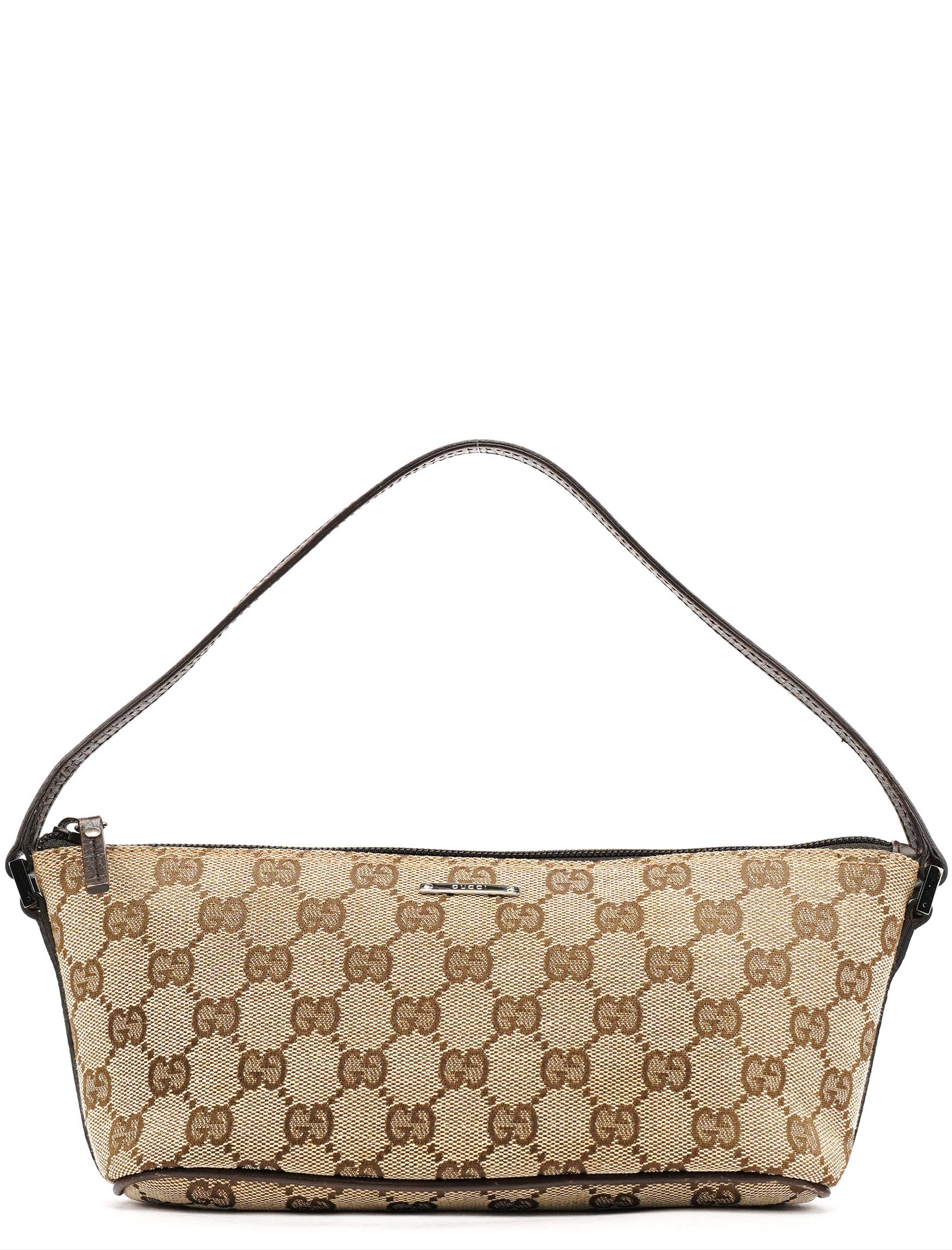 Gucci 07198 Beige Brown GG Boat Pochette