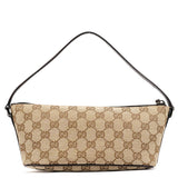 Gucci 07198 Beige Brown GG Boat Pochette