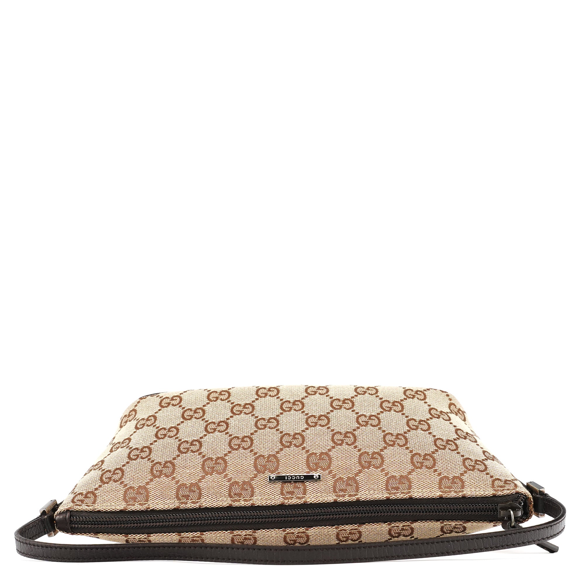 Gucci 07198 Beige Brown GG Boat Pochette