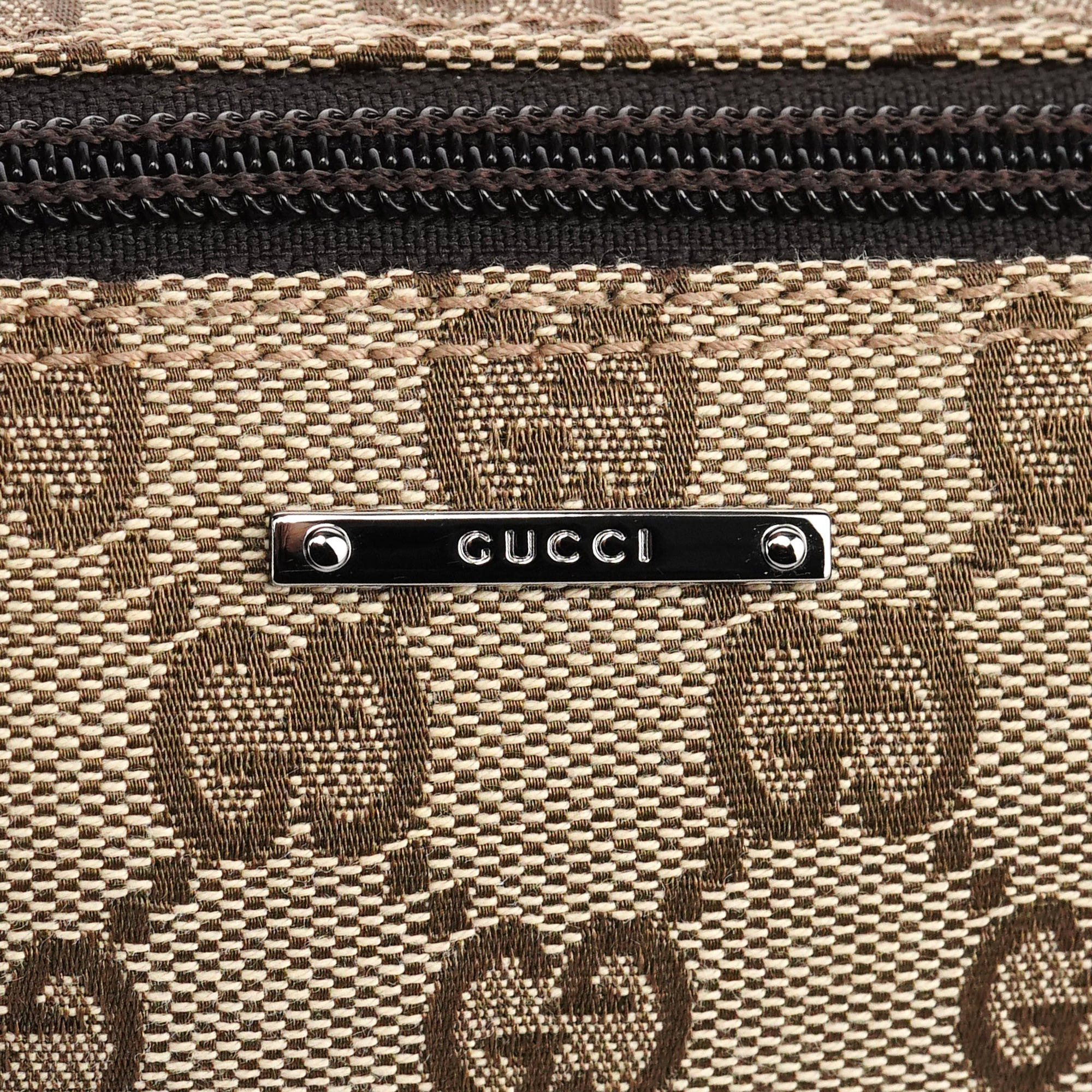 Gucci 07198 Beige Brown GG Boat Pochette