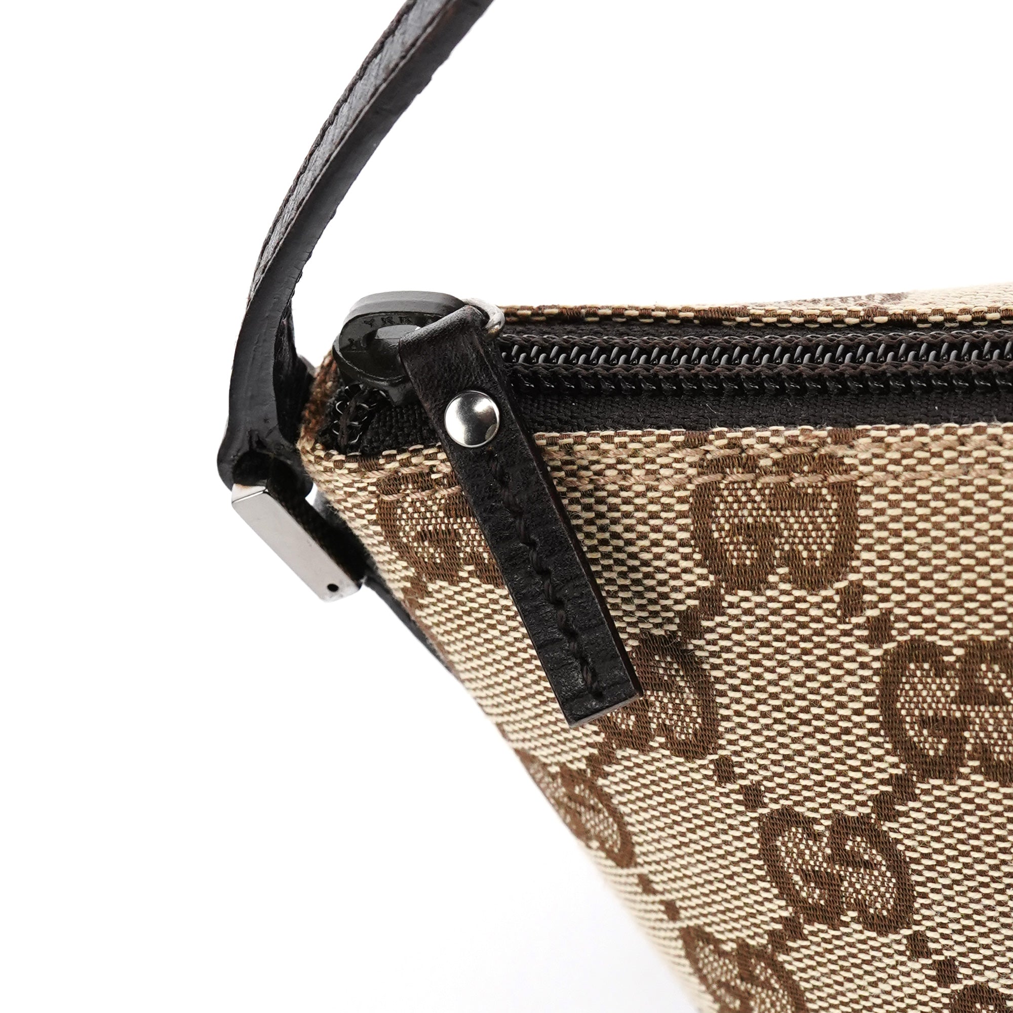 Gucci 07198 Beige Brown GG Boat Pochette