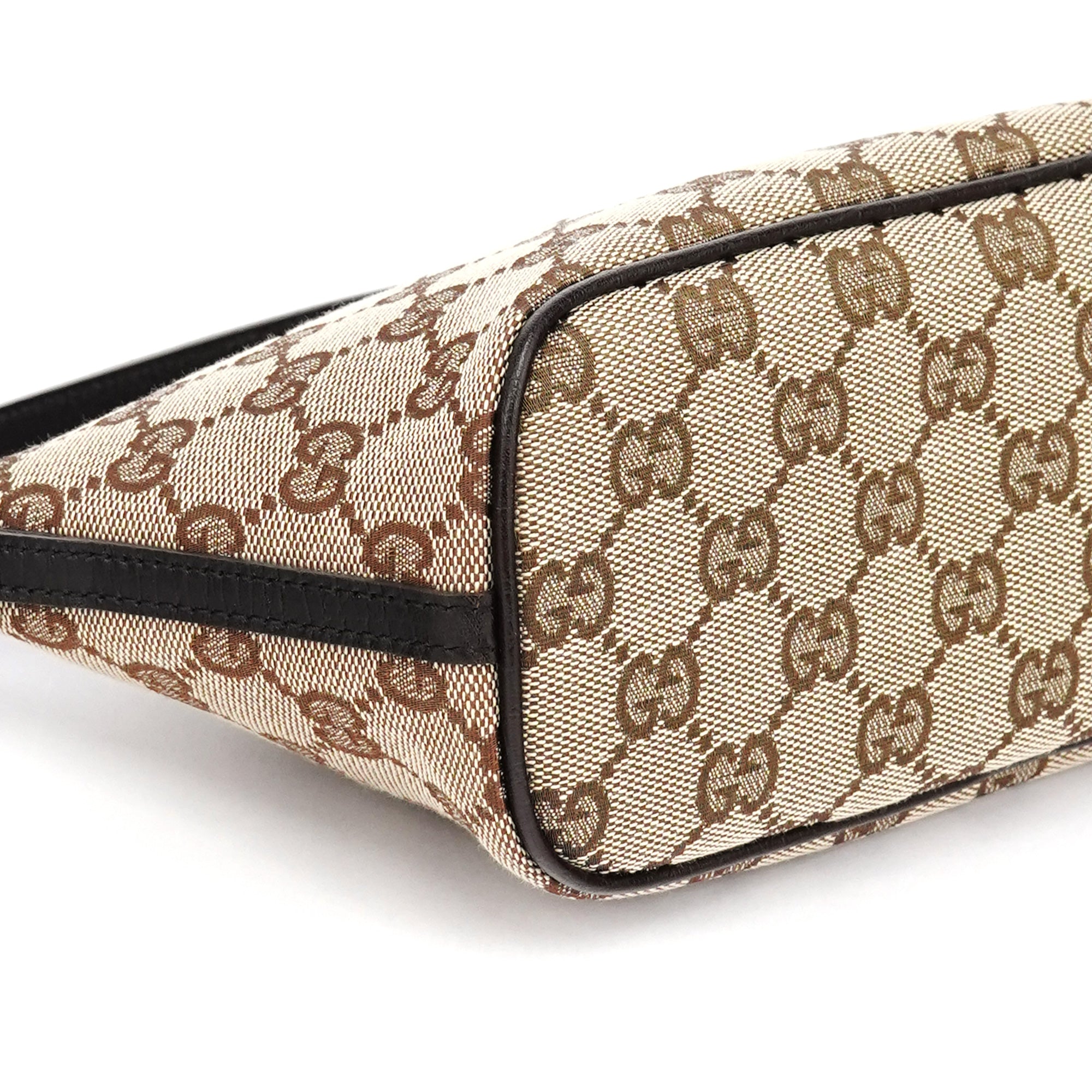 Gucci 07198 Beige Brown GG Boat Pochette