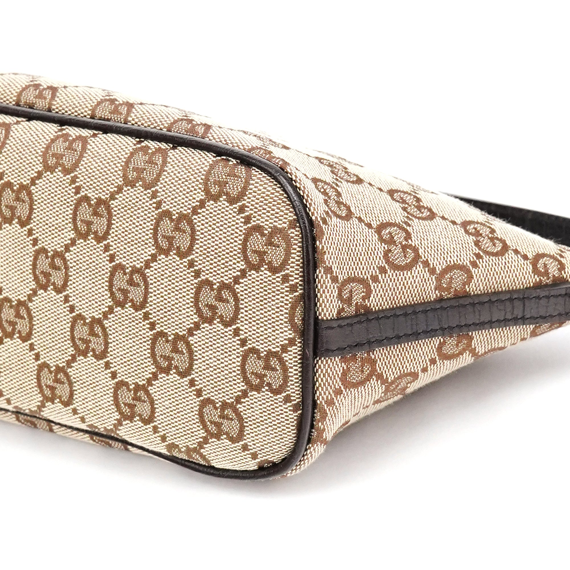 Gucci 07198 Beige Brown GG Boat Pochette
