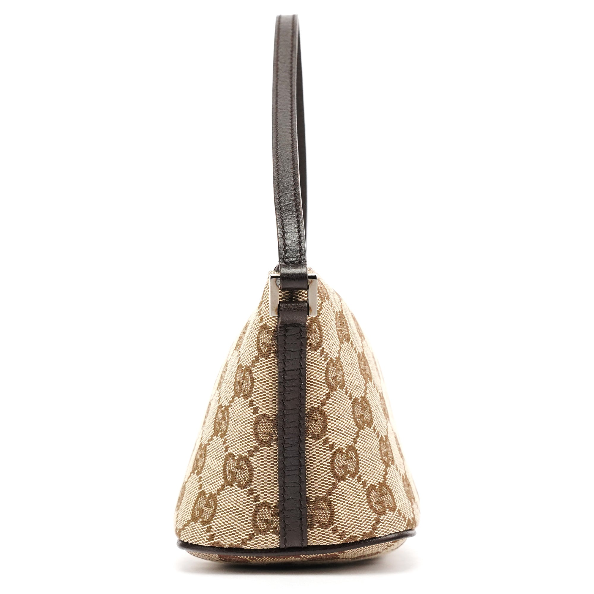Gucci 07198 Beige Brown GG Boat Pochette