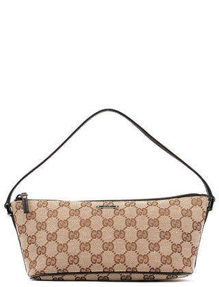 Gucci 07198 Beige Brown GG Boat Pochette