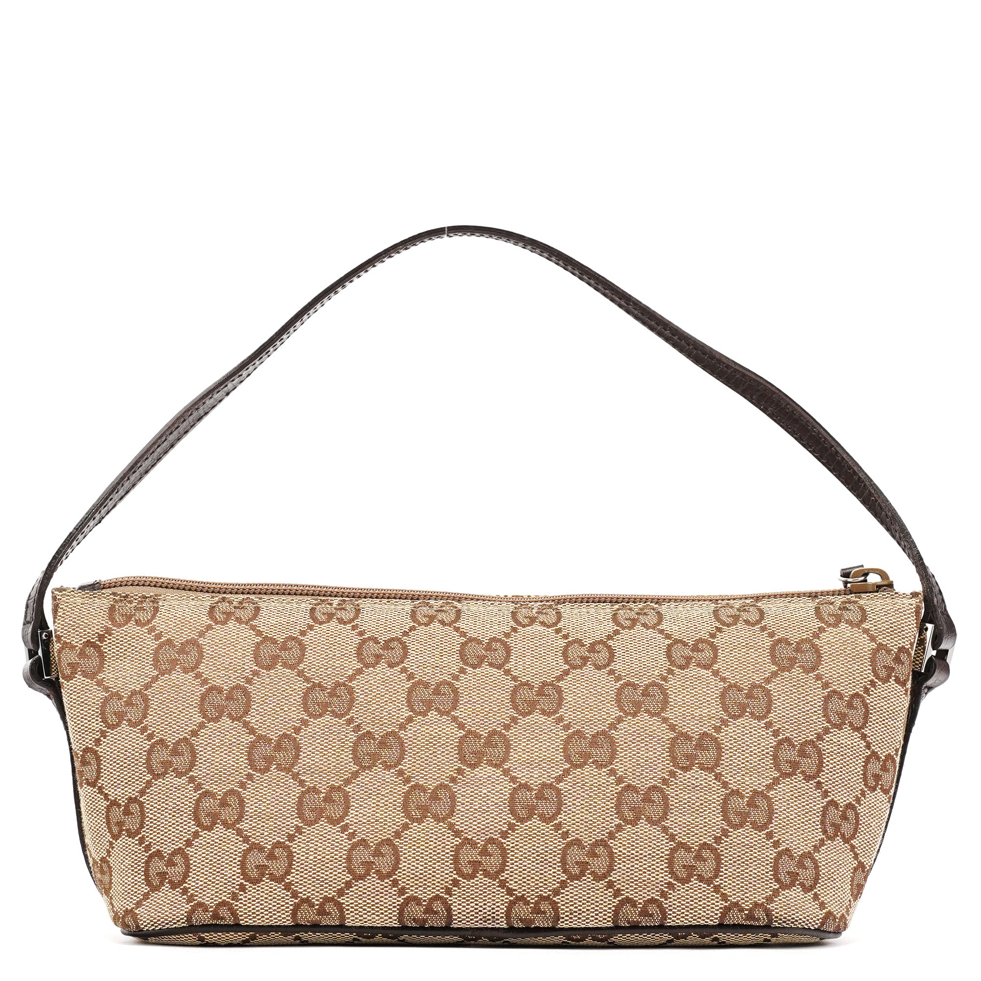 Gucci 07198 Beige Brown GG Boat Pochette