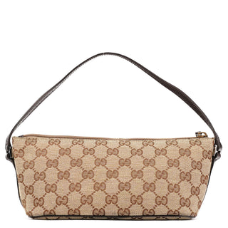Gucci 07198 Beige Brown GG Boat Pochette