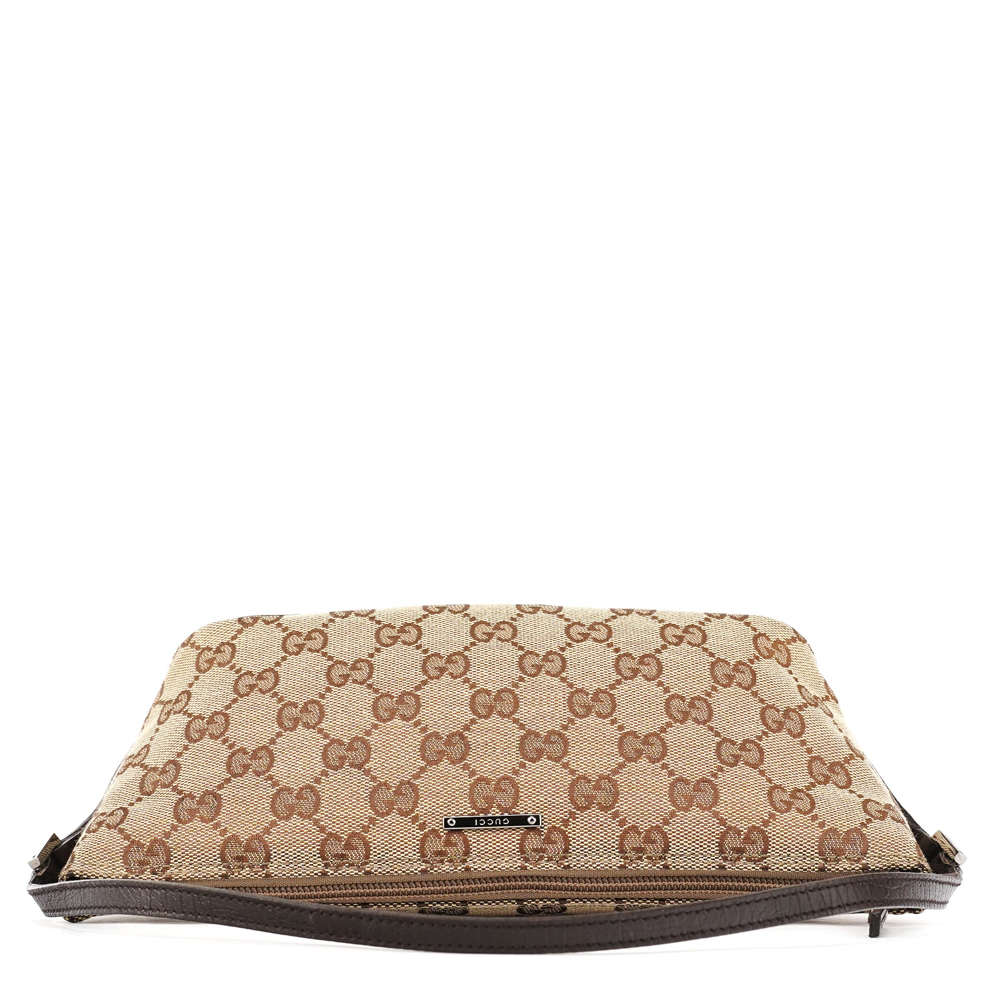 Gucci 07198 Beige Brown GG Boat Pochette