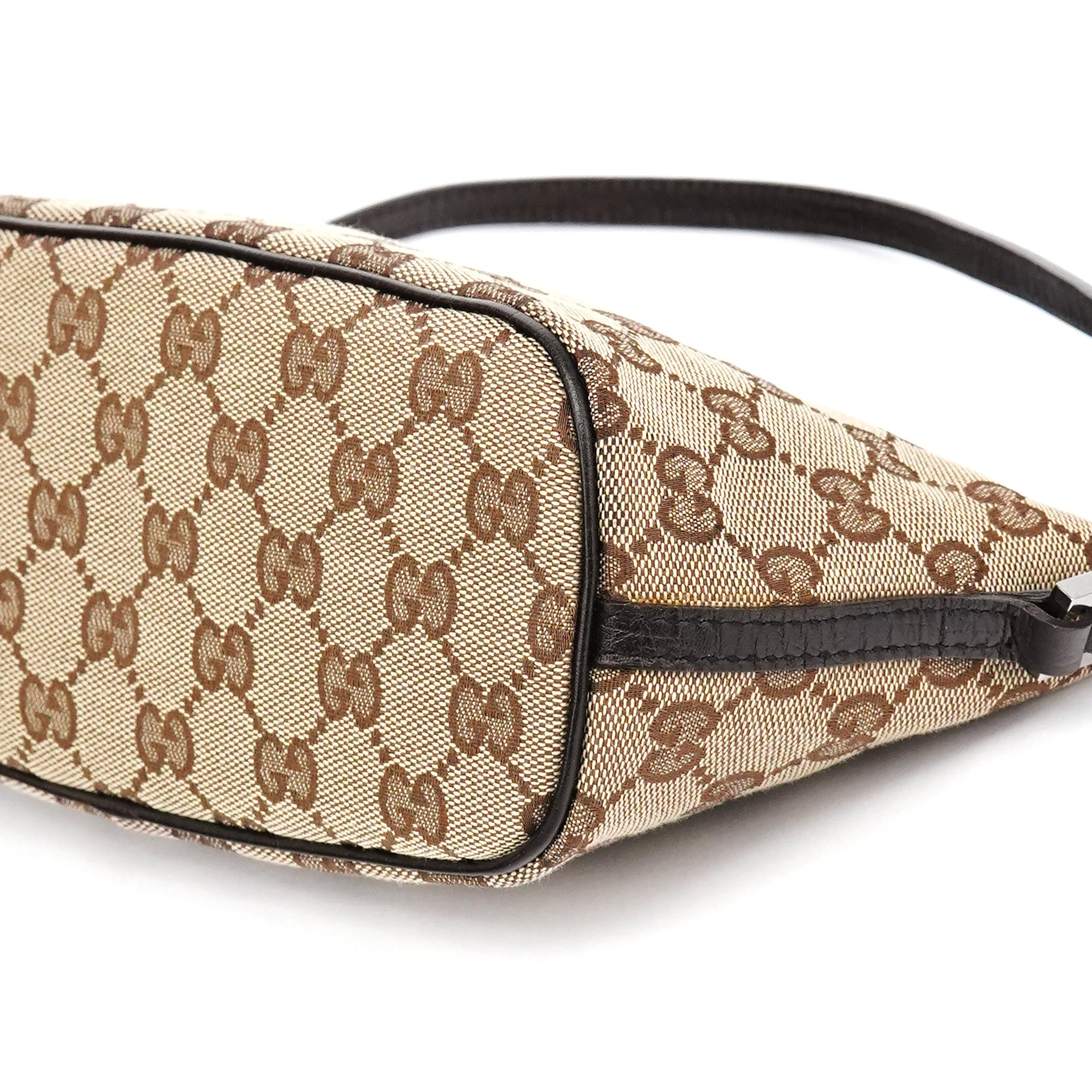 Gucci 07198 Beige Brown GG Boat Pochette