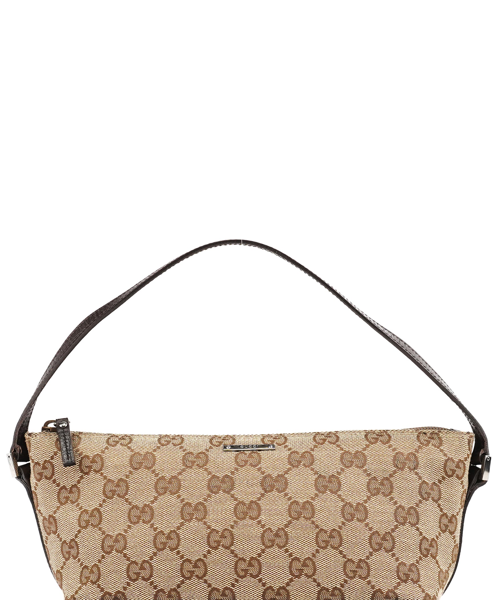 Gucci 07198 Beige Brown GG Boat Pochette