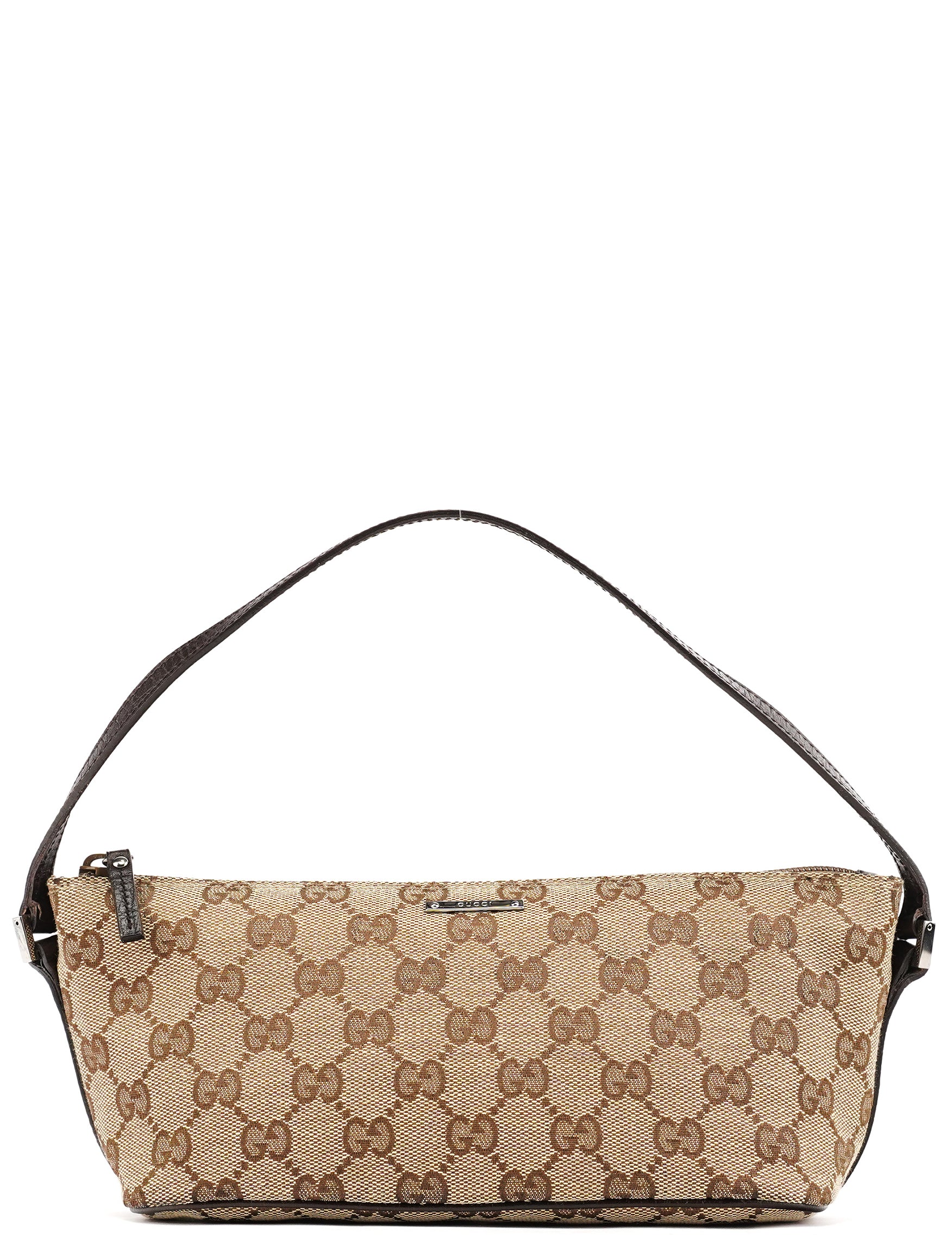 Gucci 07198 Beige Brown GG Boat Pochette