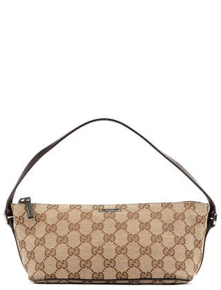 Gucci 07198 Beige Brown GG Boat Pochette