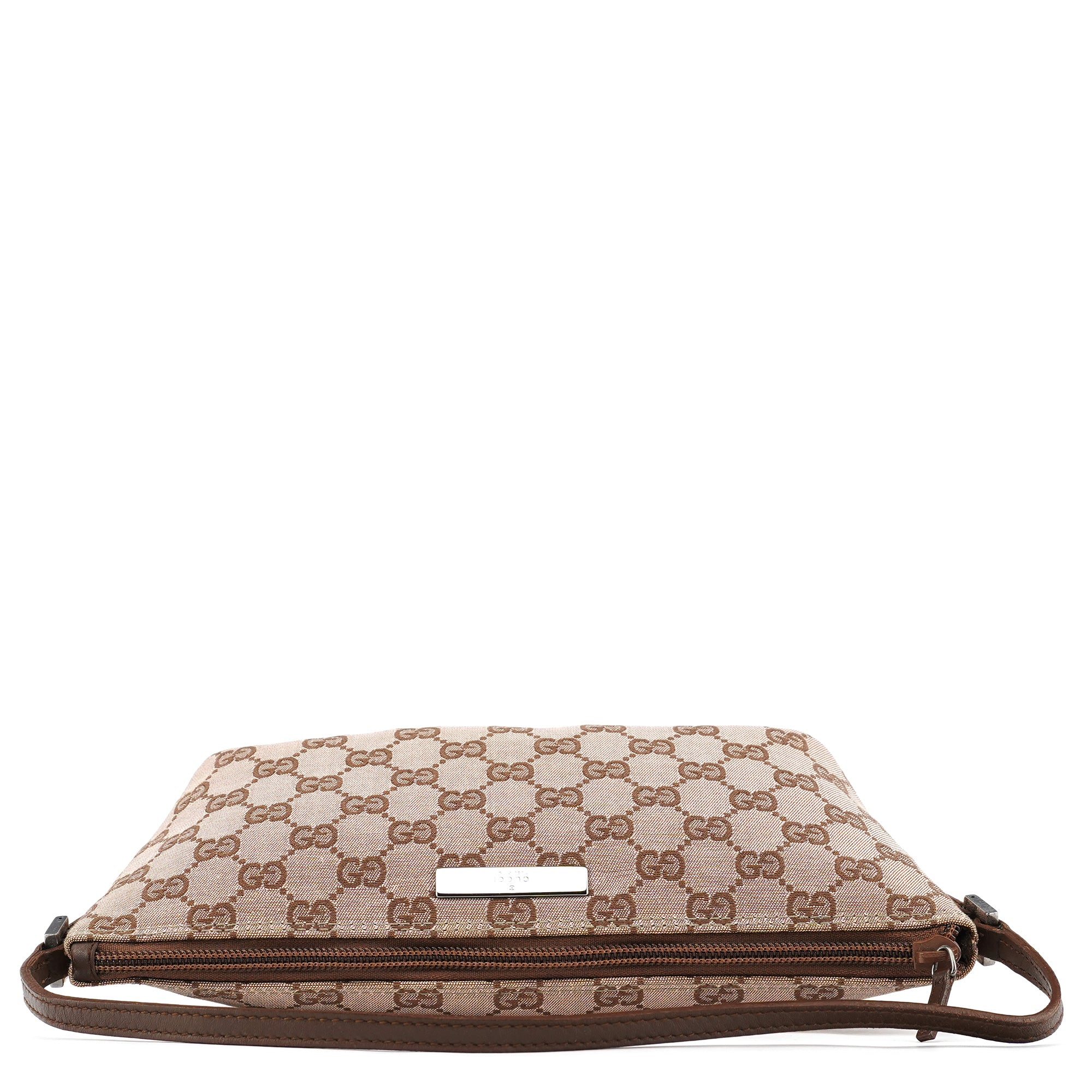 Gucci 07198 Beige Brown GG Boat Pochette