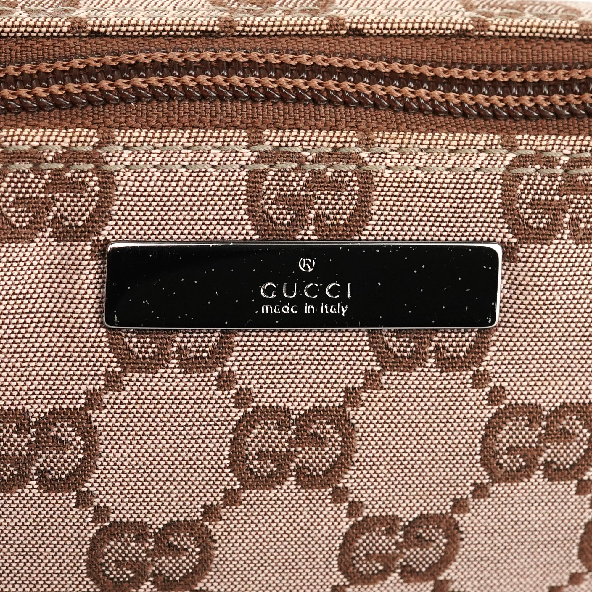Gucci 07198 Beige Brown GG Boat Pochette