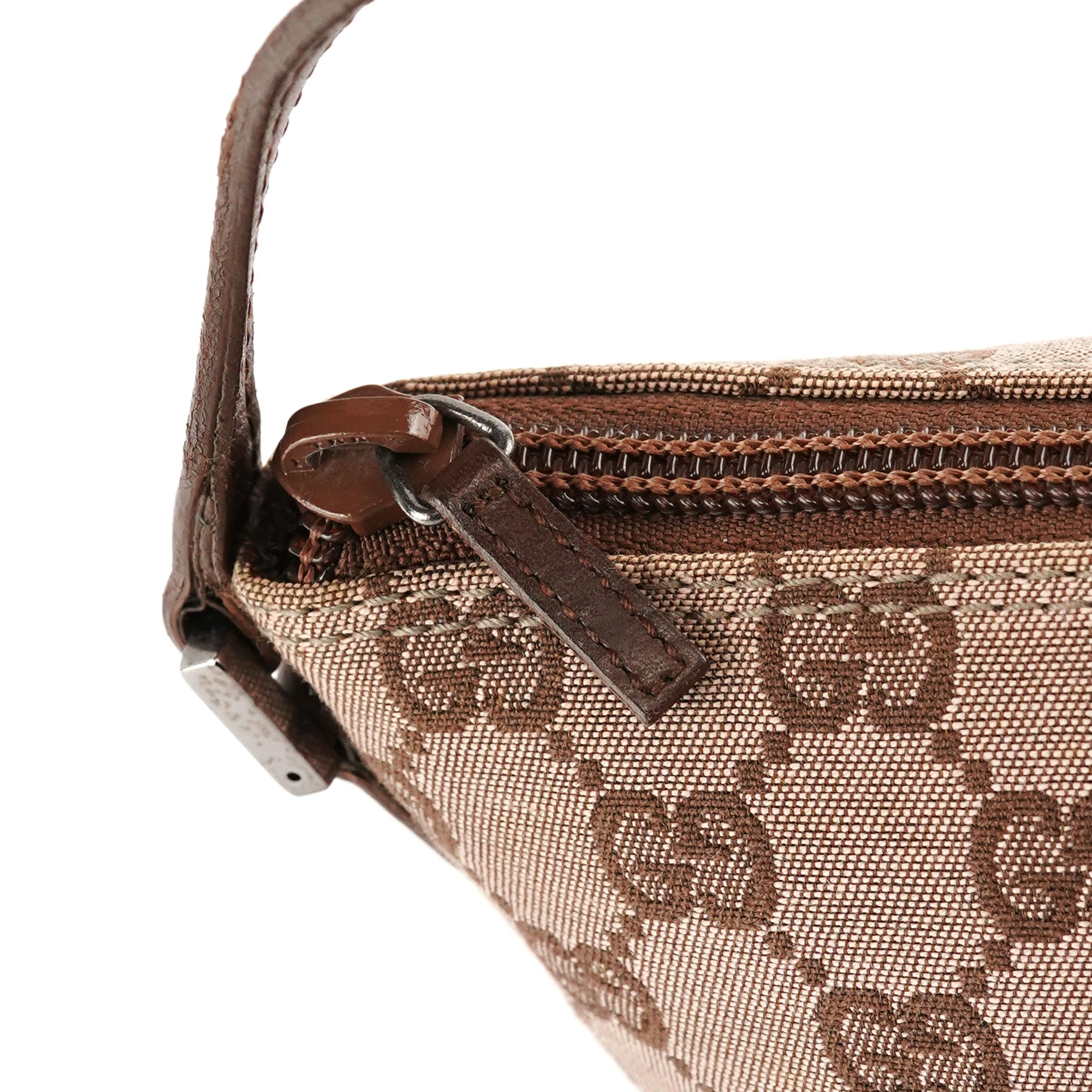 Gucci 07198 Beige Brown GG Boat Pochette