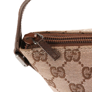 Gucci 07198 Beige Brown GG Boat Pochette