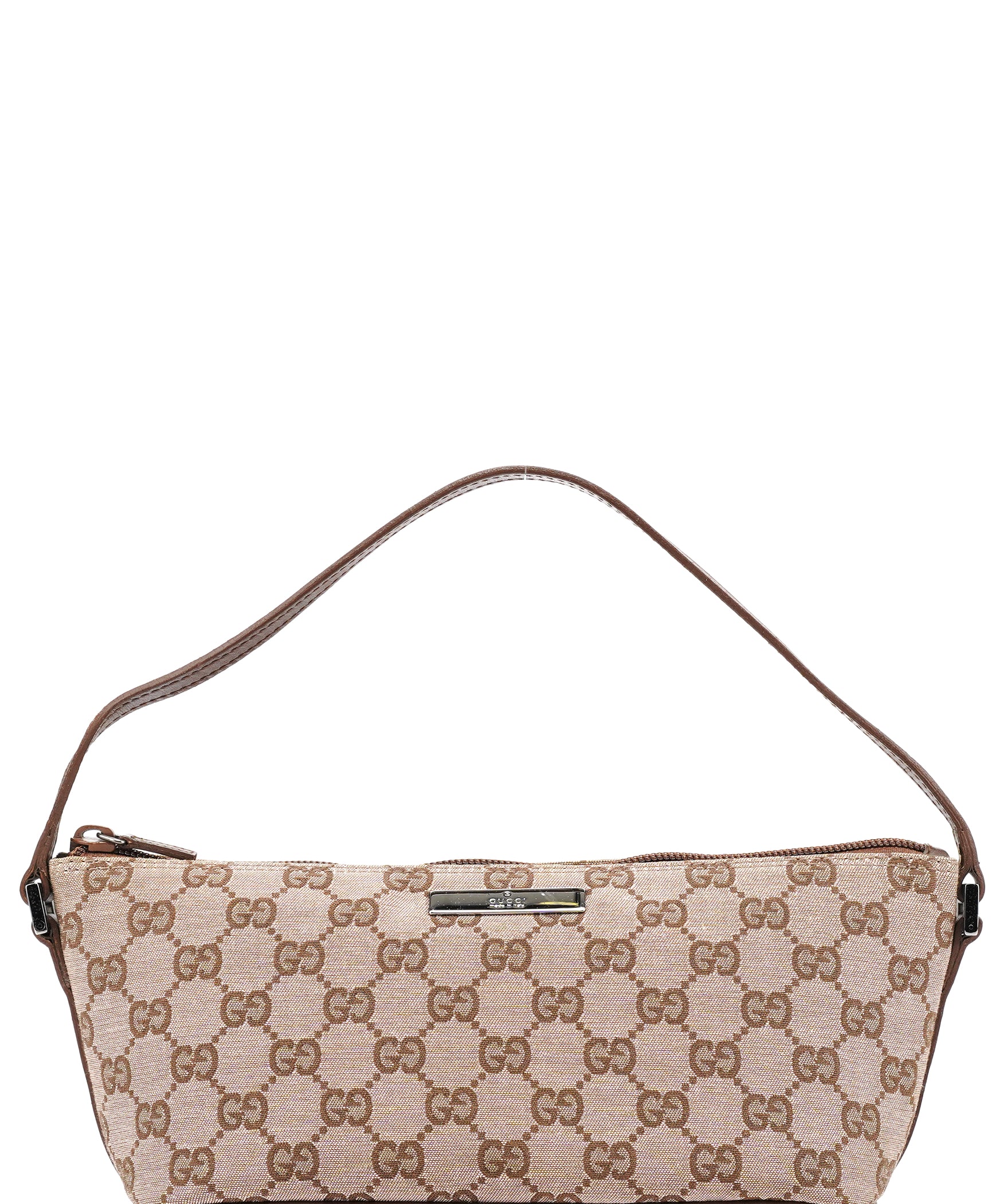 Gucci 07198 Beige Brown GG Boat Pochette