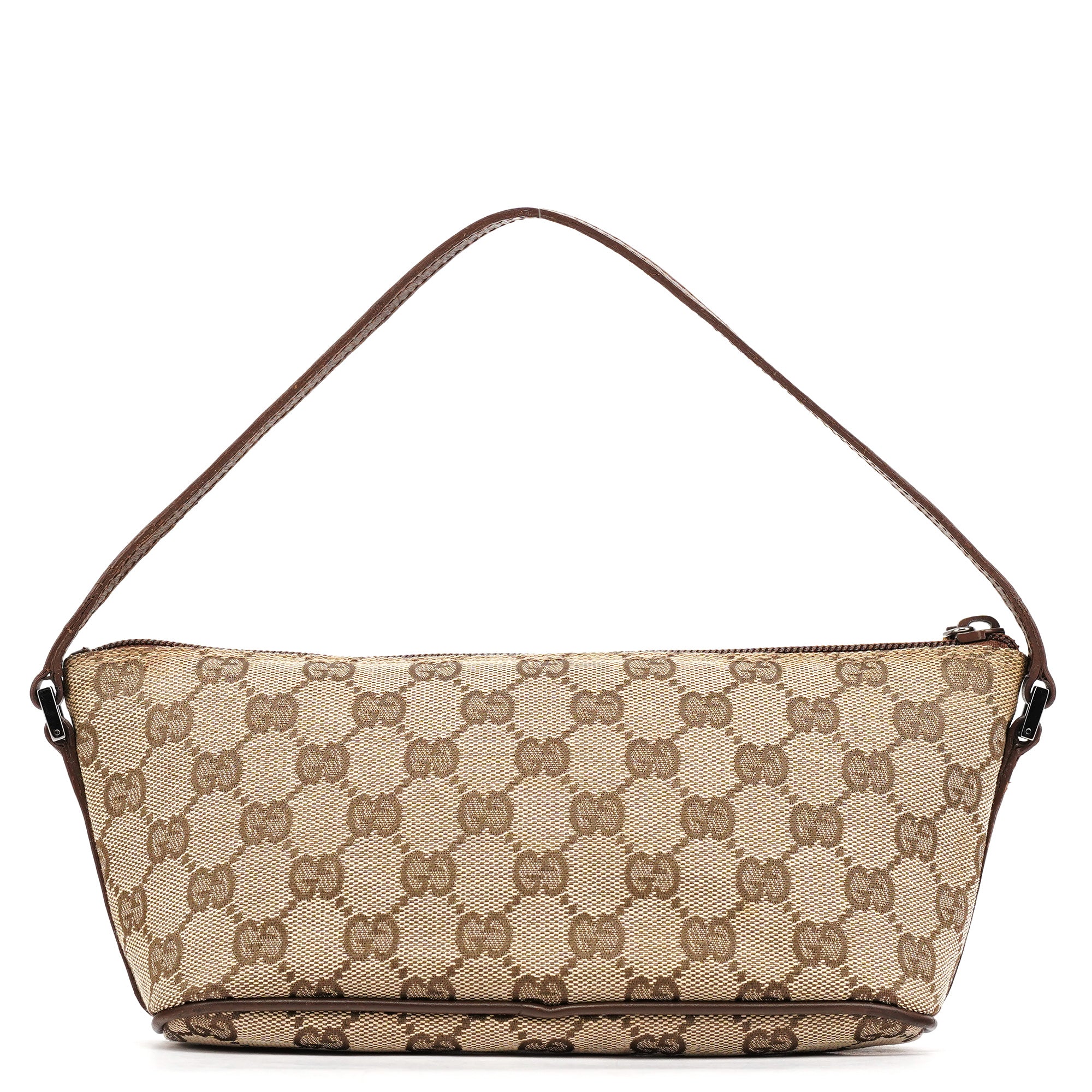 Gucci 07198 Beige Brown GG Boat Pochette
