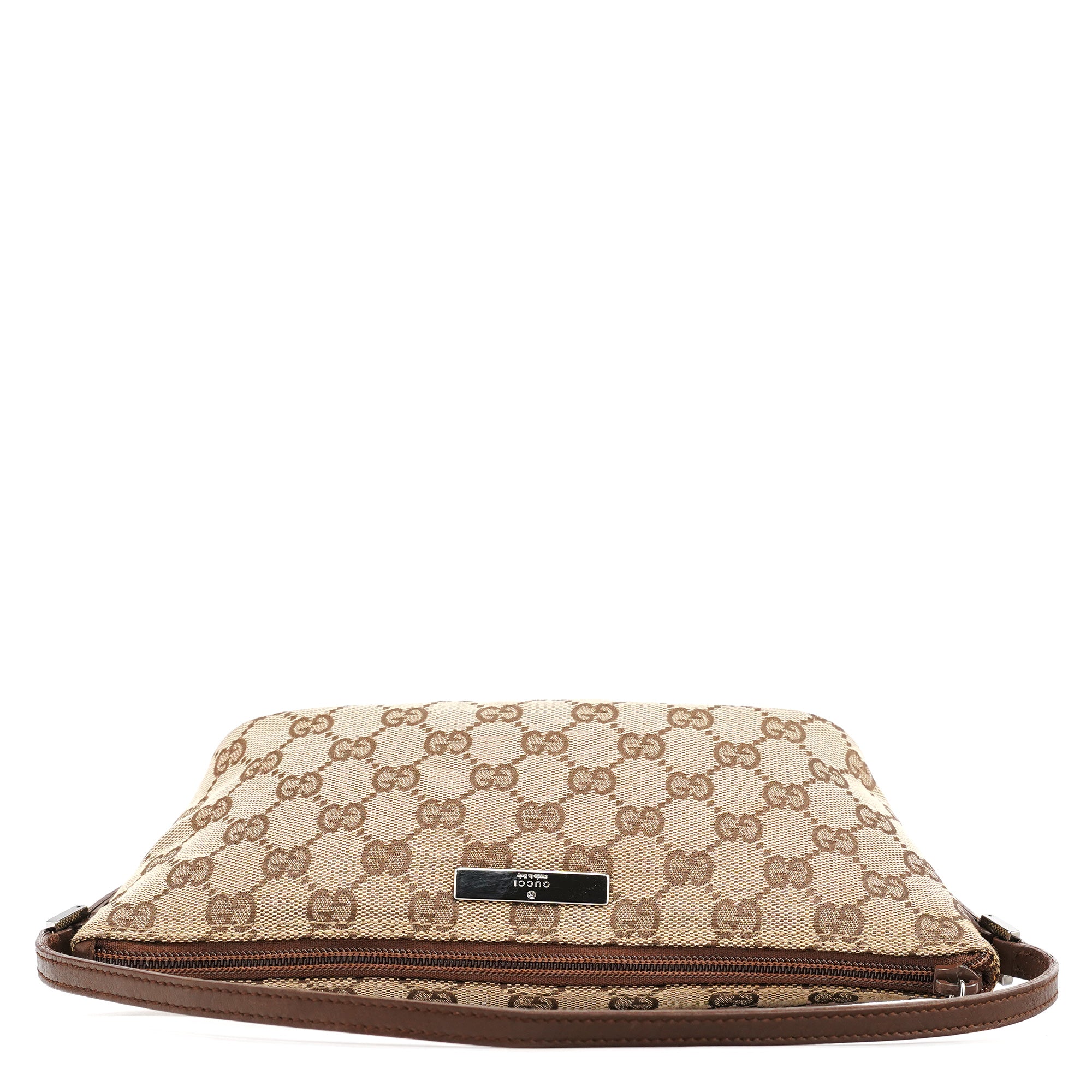 Gucci 07198 Beige Brown GG Boat Pochette