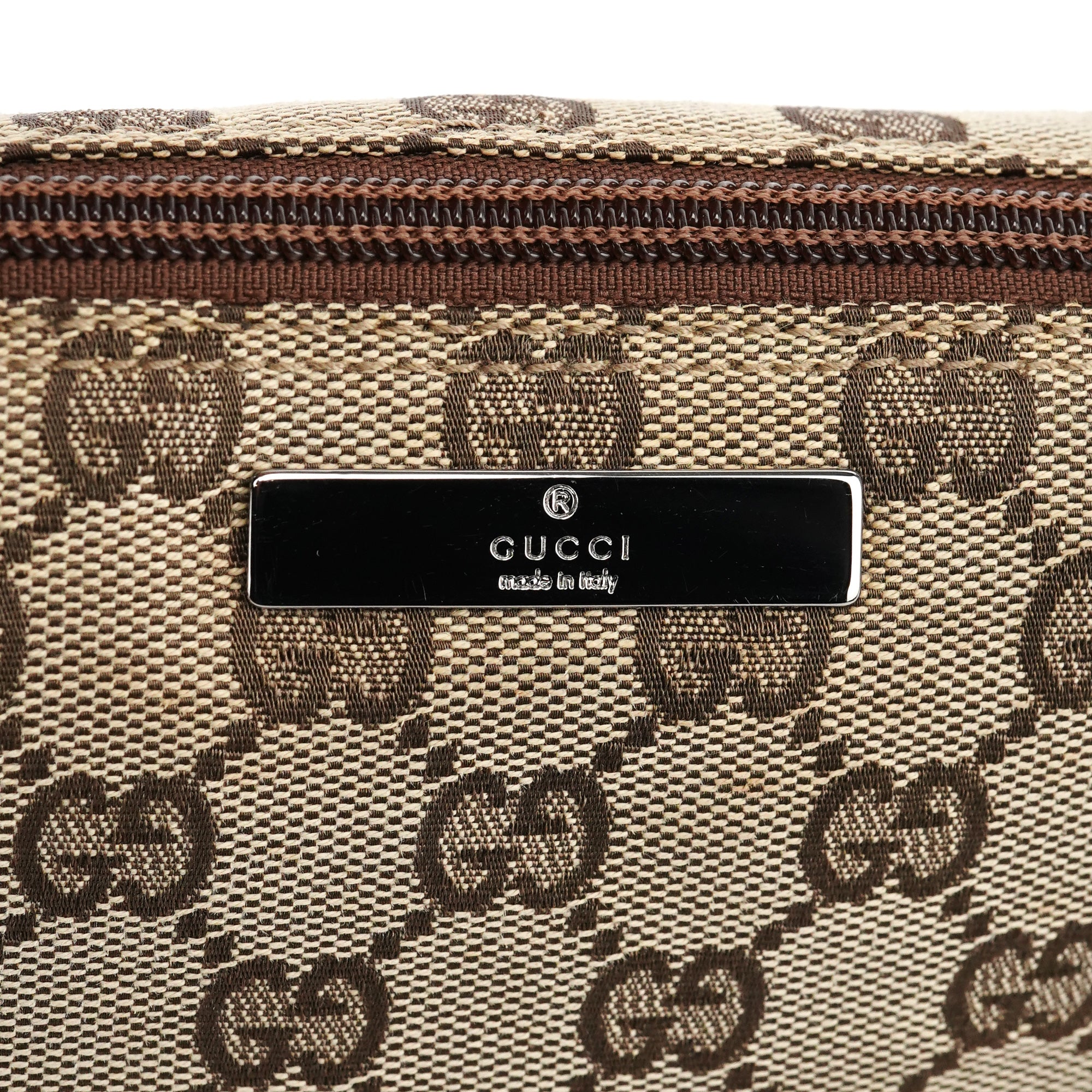 Gucci 07198 Beige Brown GG Boat Pochette