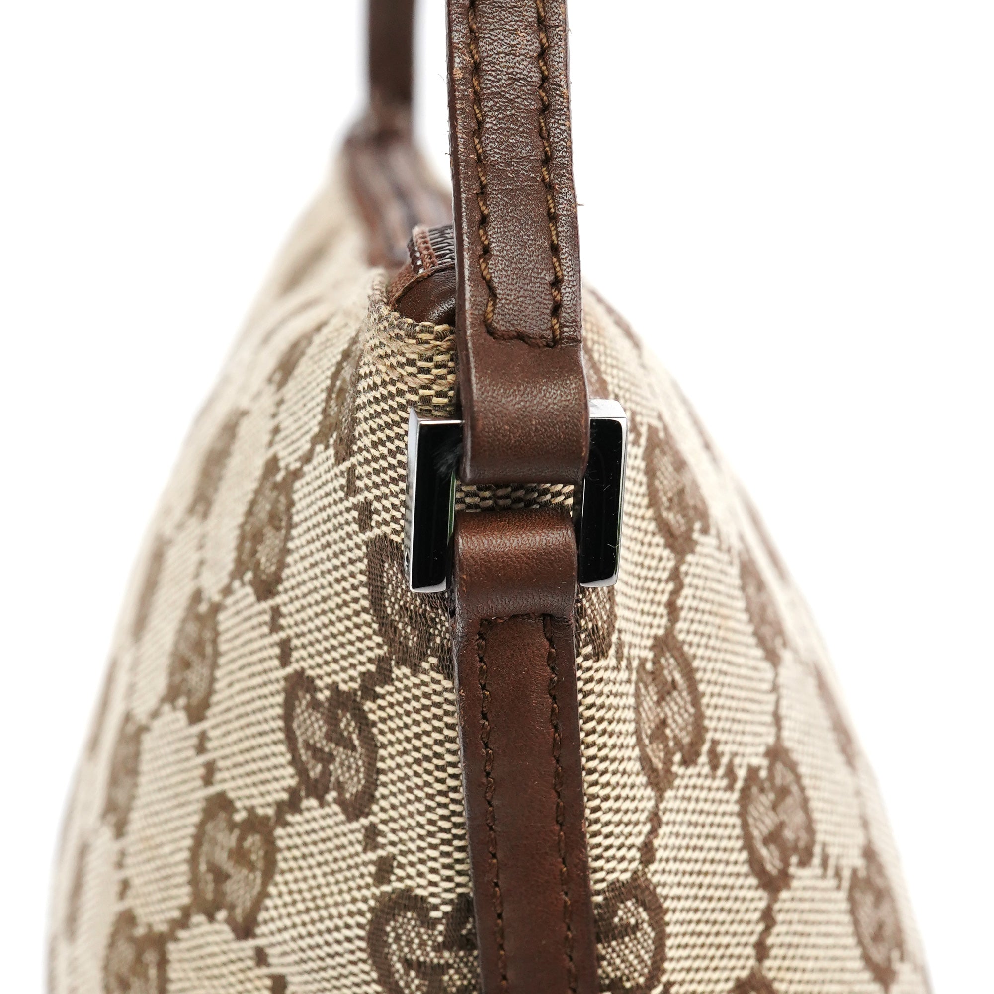Gucci 07198 Beige Brown GG Boat Pochette
