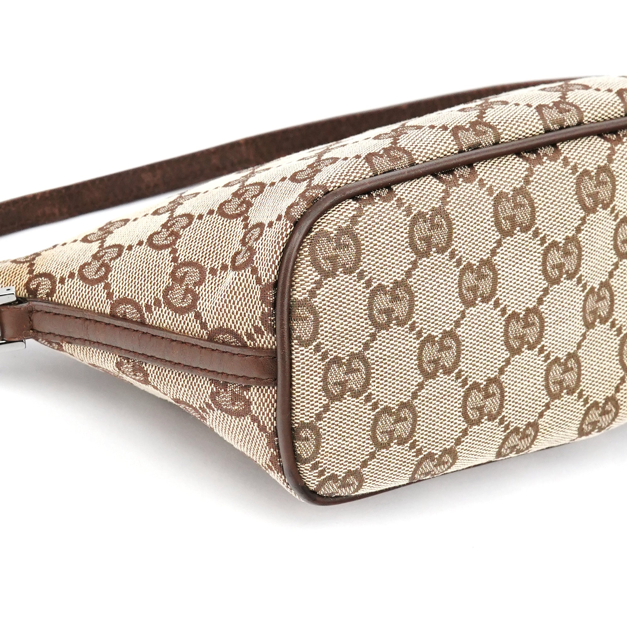 Gucci 07198 Beige Brown GG Boat Pochette