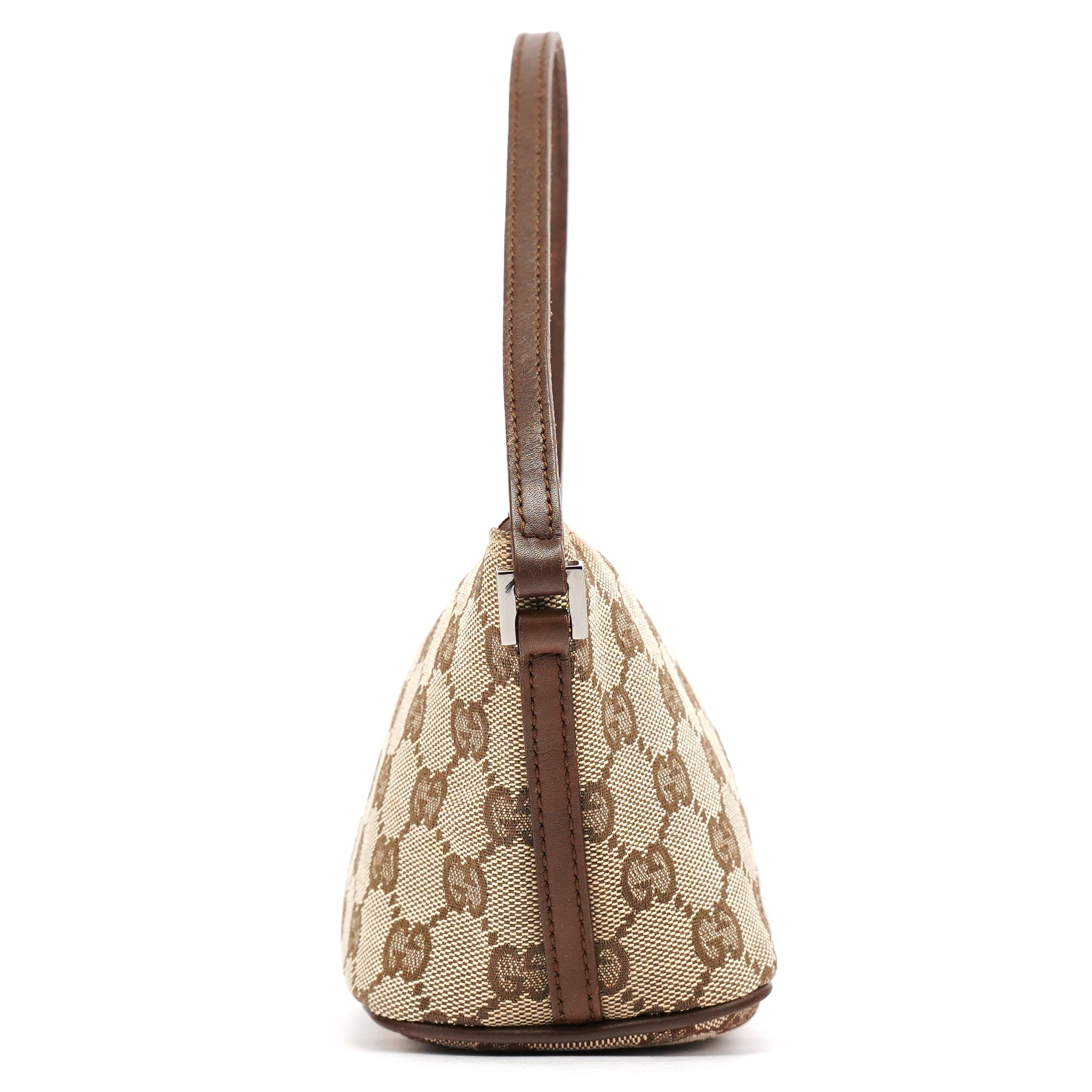 Gucci 07198 Beige Brown GG Boat Pochette