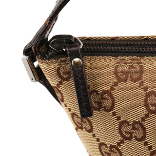 Gucci 07198 Beige Brown GG Boat Pochette
